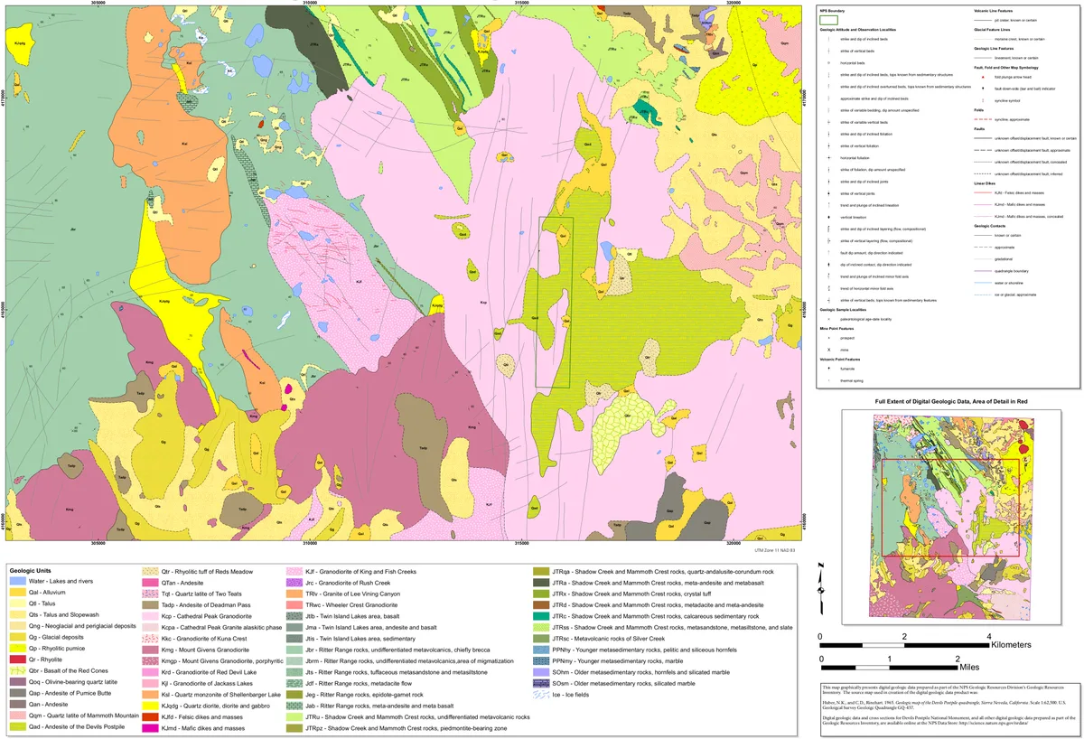 A colorful geologic map fills the frame, showing Wheeler Geologic Area’s rock units in large pastel blocks of pink, green, yellow, and orange, with dense legend panels and a small inset map on the right. Fine boundary lines, labels, and scale bars give it the look of a detailed field reference rather than a landscape photo.